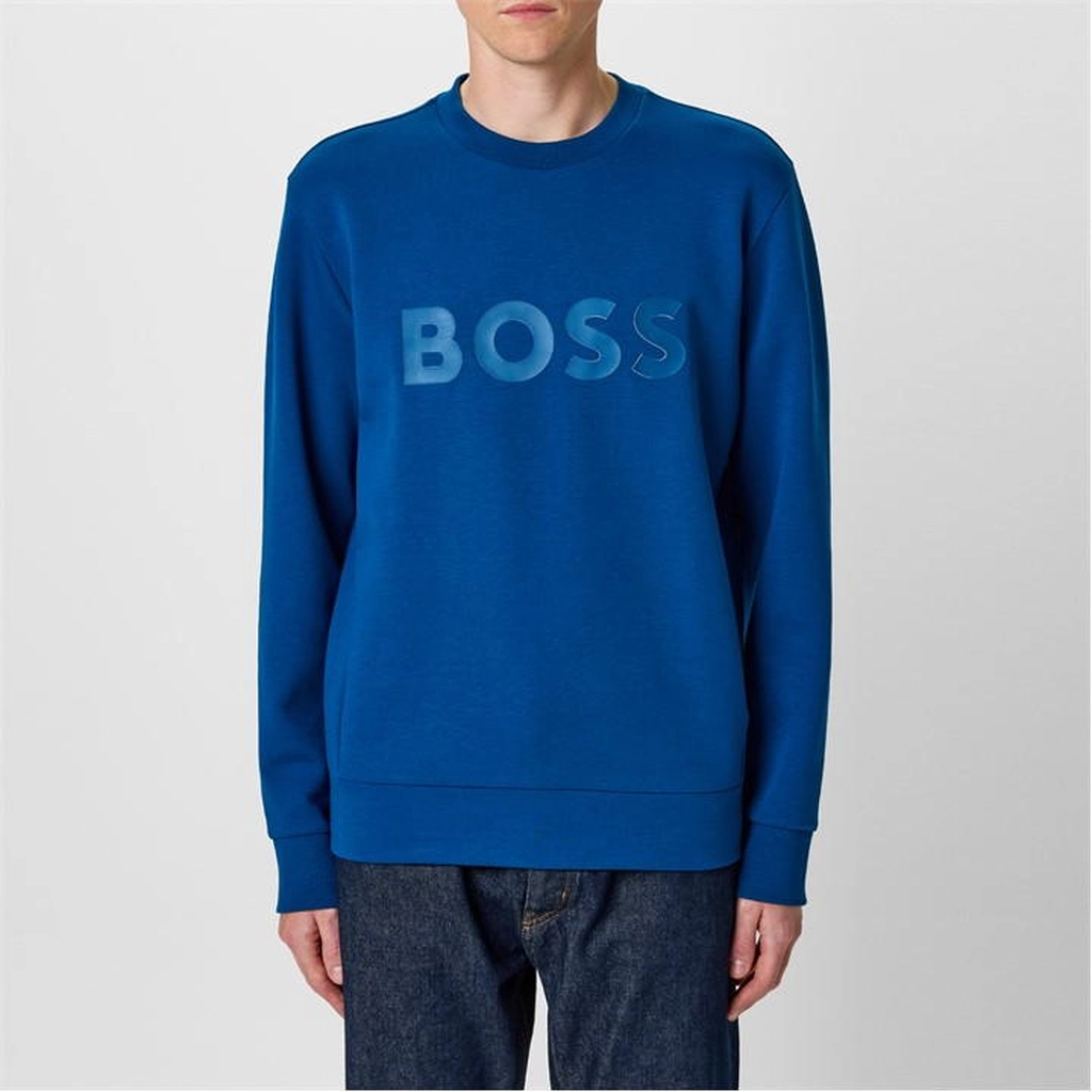 Hugo Boss Stretch Cotton Logo Sweatshirt - Blue